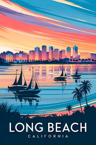 Long Beach, Californië Vintage Reisposter