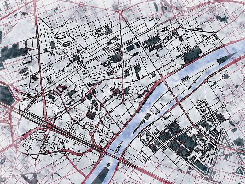 Map of Courbevoie with the style 'White Winter' by Maporia