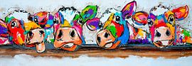 Colorful Cows in a Row | Panorama by Vrolijk Schilderij