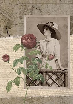 Vintage collage met bloemen van Studio Allee