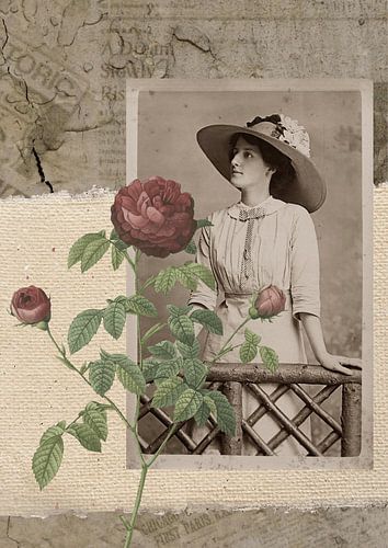 Vintage-Collage mit Blumen