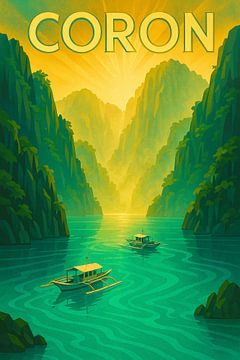 Coron Palawan Vintage Poster - Kayangan See & Smaragd Waters Kunst