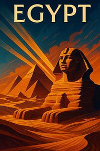 Ägypten Art Deco Poster - Die Sphinx und Pyramiden von Gizeh