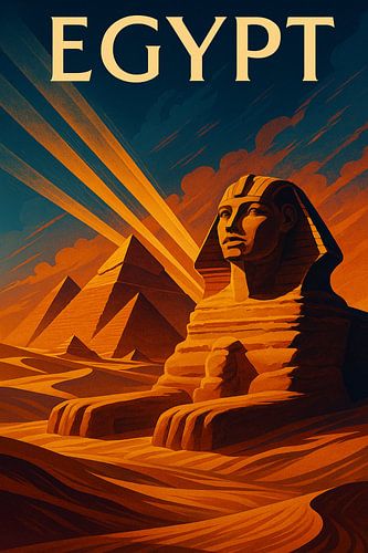 Egypte Art Deco Poster - De Sfinx en Piramides van Gizeh