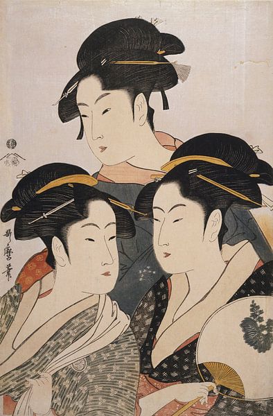 Kitagawa, Utamaro, drei Schönheiten, Kosha, Japaner druck von Liszt Collection