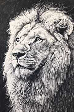Majestic lion in black and white by Imperial Art House