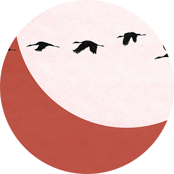 Zonsondergang Kraanvogel - Rood van Studio Hinte