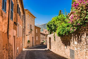 Straße in dem mediterranen Dorf Biniaraix auf der Insel Mallorca, Spanien von Alex Winter