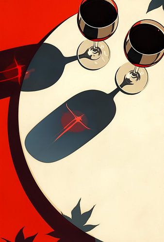 Un toast moderne : vin rouge et lignes graphiques