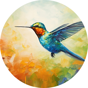 Kolibrie | Blauw tussen Kleuren van Blikvanger Schilderijen