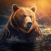 Ours brun dans l'eau sur Digital Art Nederland