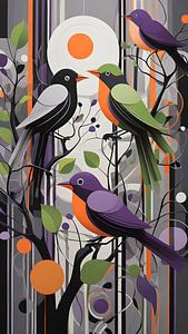 Oiseaux minimalistes dans des tons vifs