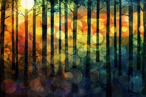 Kleurrijk abstract boslandschap in moderne stijl