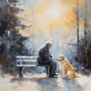 La vieille camaraderie - l'amour entre un chien et son maître. sur Karina Brouwer