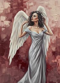 Engel mit burgunderrotem Hintergrund von Emiel de Lange