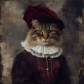 Katze in Kleidung aus der Zeit der Industriellen Revolution Porträt von MIROKKU