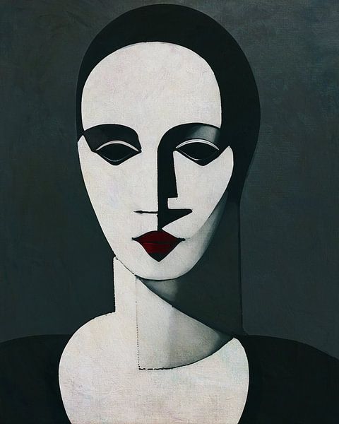 Abstract portret van een vrouw 13 van Jan Keteleer (JanKé): Een reis voorbij het canvas