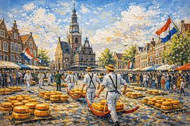 Gemälde des Käsemarkts in Alkmaar, Niederlande. von Johannes