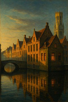 Lichtgevend Brugge bij zonsondergang - Gouden reflecties over de grachten