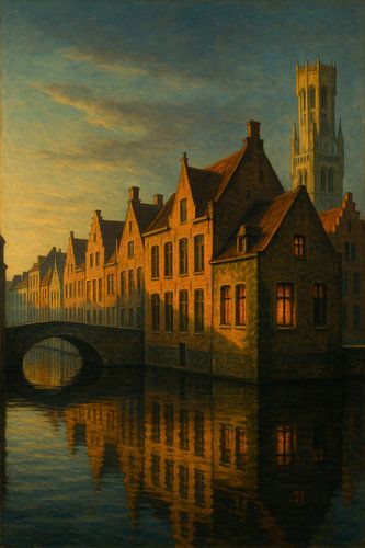 Lichtgevend Brugge bij zonsondergang - Gouden reflecties over de grachten