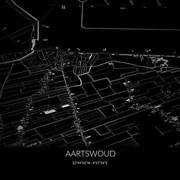 Black-and-white map of Aartswoud, North Holland. by Rezona