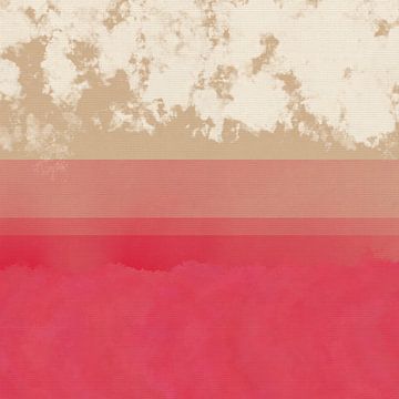 Moderne abstracte zonsondergang in rood, beige, wit. van Dina Dankers