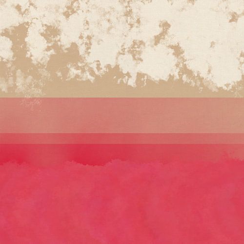 Moderne abstracte zonsondergang in rood, beige, wit.