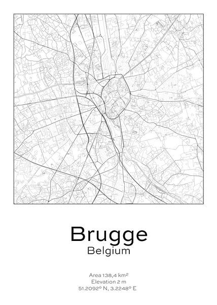 City map - Belgium - Bruges by Ramon van Bedaf