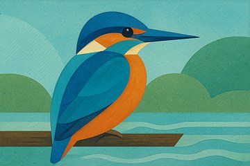 Illustration géométrique d'un martin-pêcheur. sur Johannes
