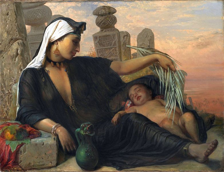 vrouw, Egyptische Fellah, met haar baby - Elisabeth Jerichau-Baumann -1872 van Atelier Liesjes