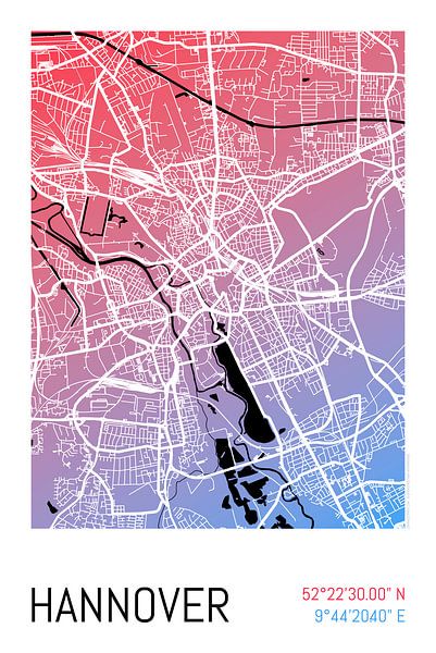 Hannover – City Map Design Stadtplan Karte (Farbverlauf) von ViaMapia