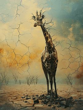Solitude in Safari - De Weerspiegeling van een Giraf van Eva Lee