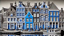 Delft aan de Gracht - Delft Blue Cityscape by Kleurenrijk