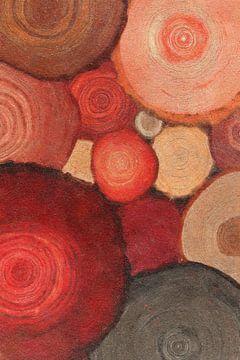 Ronde jaarringen in rood en bruin van Whale & Sons