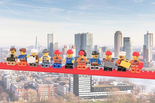 Lunch atop a skyscraper Lego edition - Rotterdam by Marco van den Arend