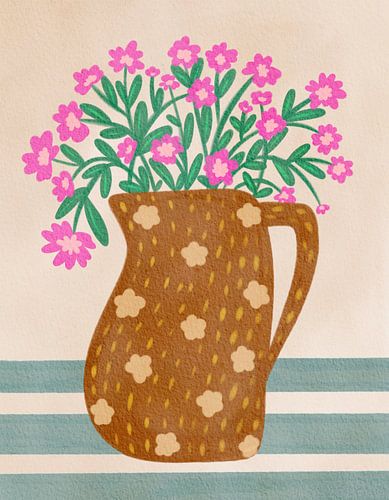 Roze bloemen in levendige bloemenvaas