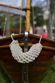 Bow fender of wooden rowing boom by Benny Van Bockel