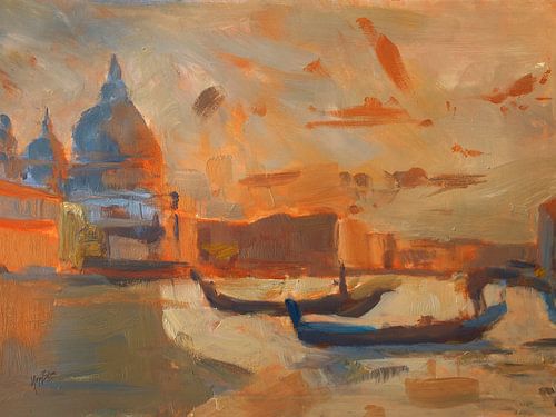 Twee gondels in het Canal Grande