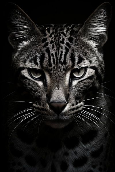 Animal portrait in black and white minimalist wildlife art by Thilo Wagner