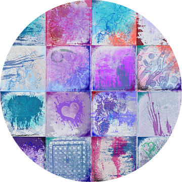 Collage met paars roze kleuren van Rietje Bulthuis
