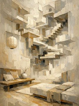 Abstract Impasto Architecturale ruimte van Media Jeka