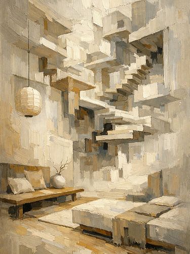 Abstrakter Impasto-Architekturraum