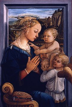 Filippo Lippi, Madonna met kind met twee engelen - 1460-65 van Atelier Liesjes