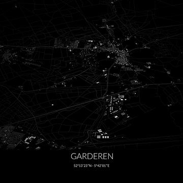 Zwart-witte landkaart van Garderen, Gelderland. van Rezona