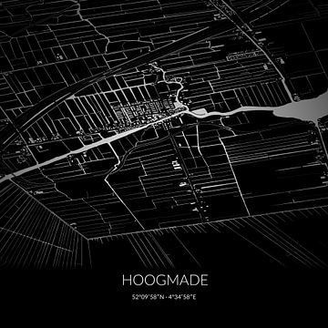Schwarz-weiße Karte von Hoogmade, Südholland. von Rezona