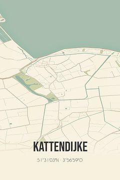 Vintage landkaart van Kattendijke (Zeeland) van Rezona