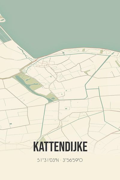 Vintage map of Kattendijke (Zeeland) by Prints of Place