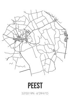 Peest (Drenthe) | Carte | Noir et Blanc sur Rezona