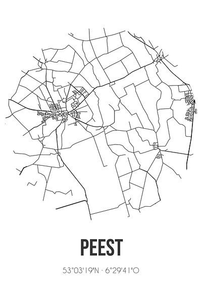 Peest (Drenthe) | Map | Black and white by Prints of Place