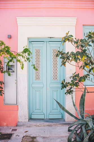 Blue Door, Pink Wall by Patrycja Polechonska